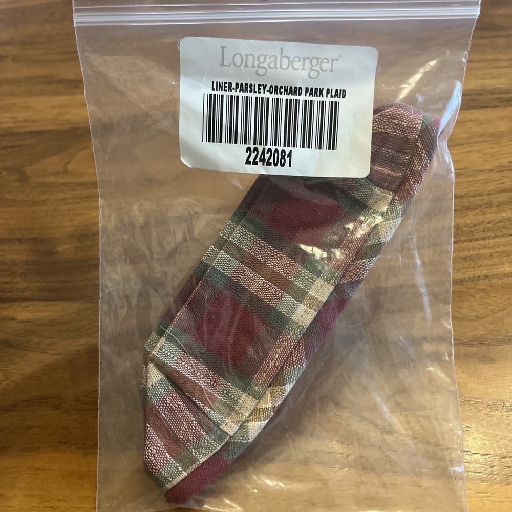 Longaberger Fabric Liner for Parsley Basket in Orchard Park Plaid 2242081 NEW